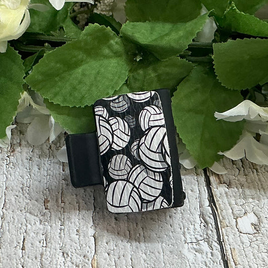 Volleyball Leather Black Hair Claw Clip - Small 2"