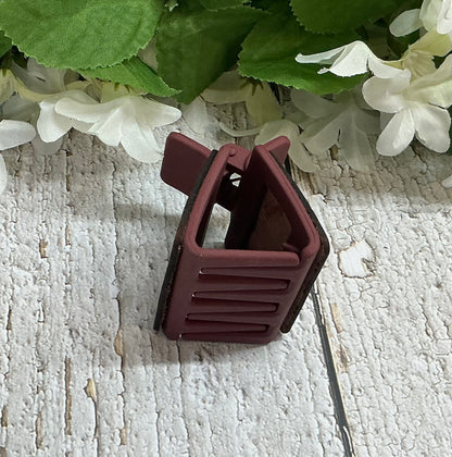 Burgundy and White Chevron Hair Claw Clip- Small 2”