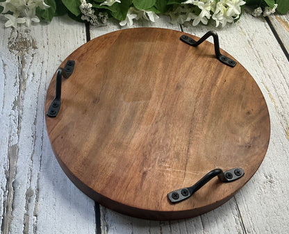 Wood Raised Stand with Metal Legs – Sunflower Engraved