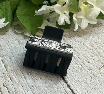 Volleyball Leather Black Hair Claw Clip - Small 2"