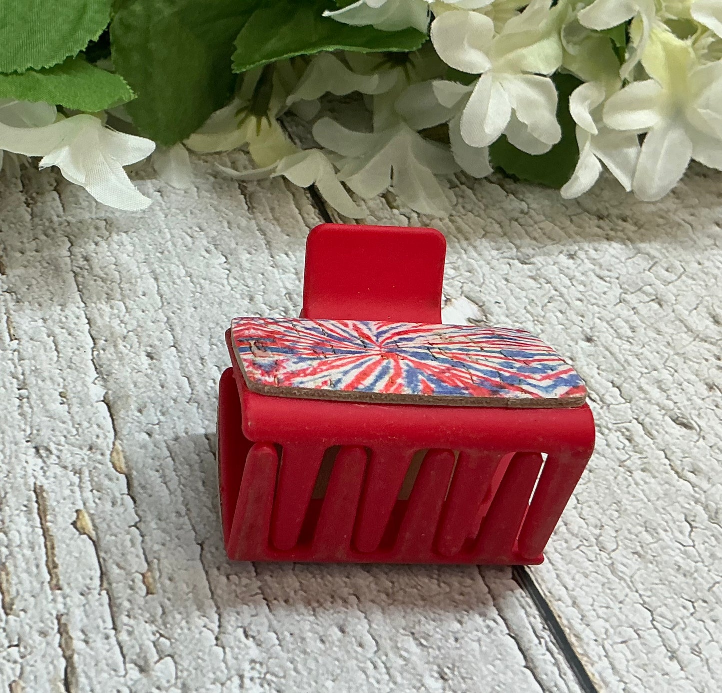 Patriotic Red White and Blue Hair Claw Clip - Small 2”