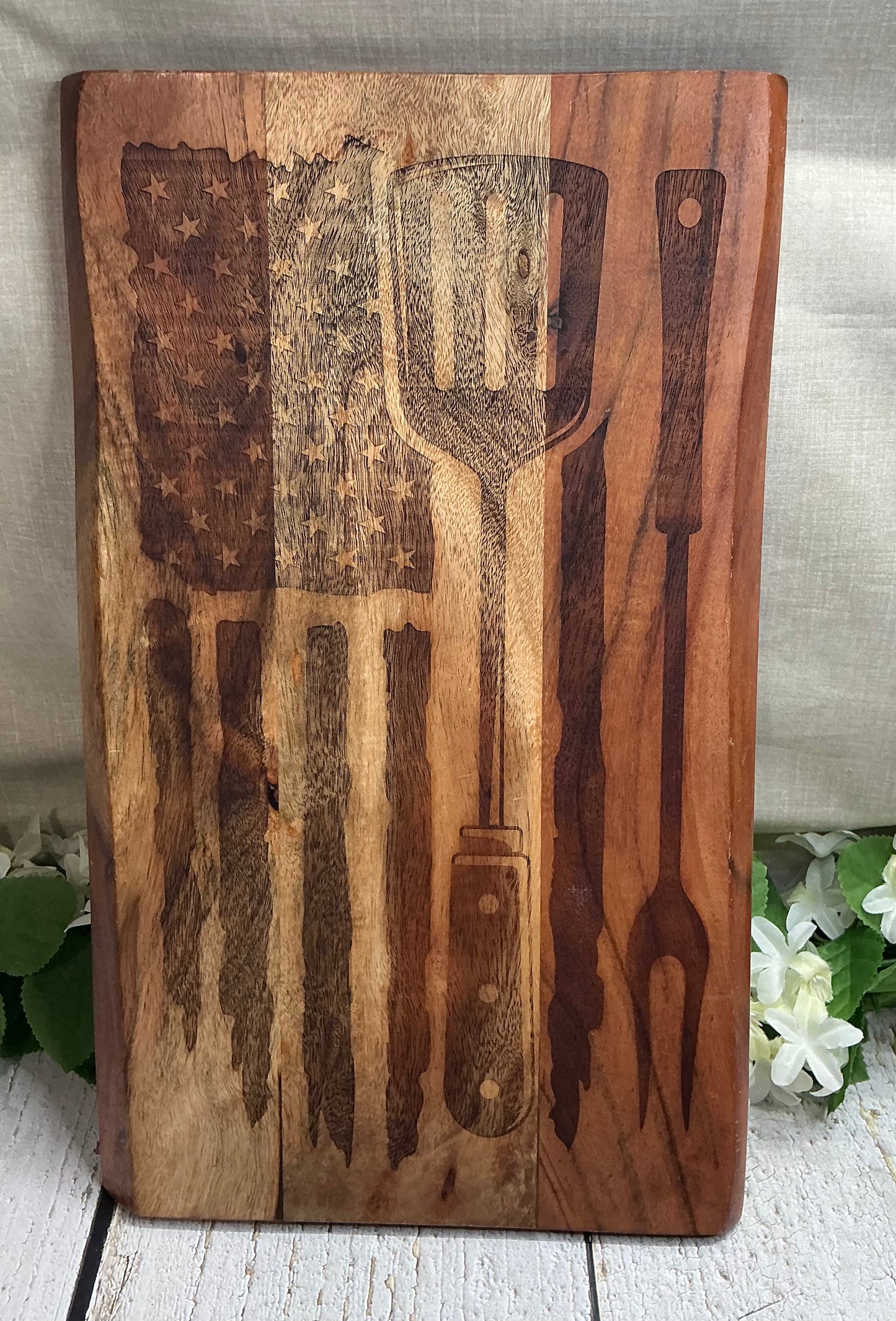 American Flag Grill Tools Engraved Cutting Charcuterie Board