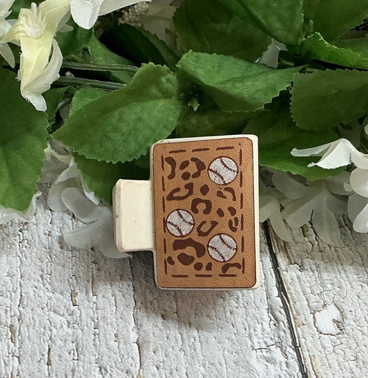 Cheetah Softball Leather Hair Claw Clip - Small 2"