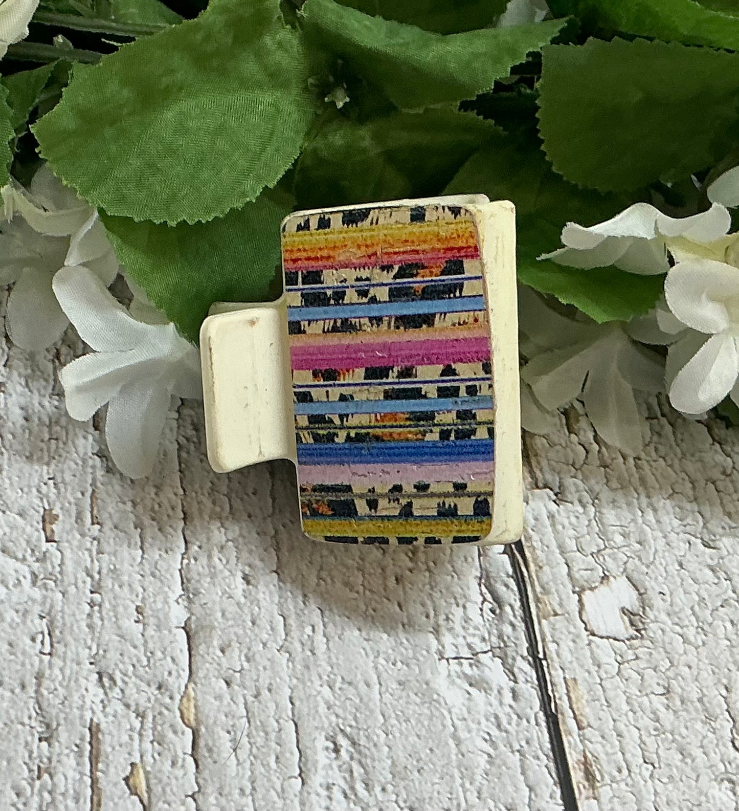 Cheetah Print and Serape Pattern Leather Hair Claw Clip - Small 2"