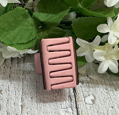 Boho Aztec Pink Leather Hair Claw Clip - Small 2"