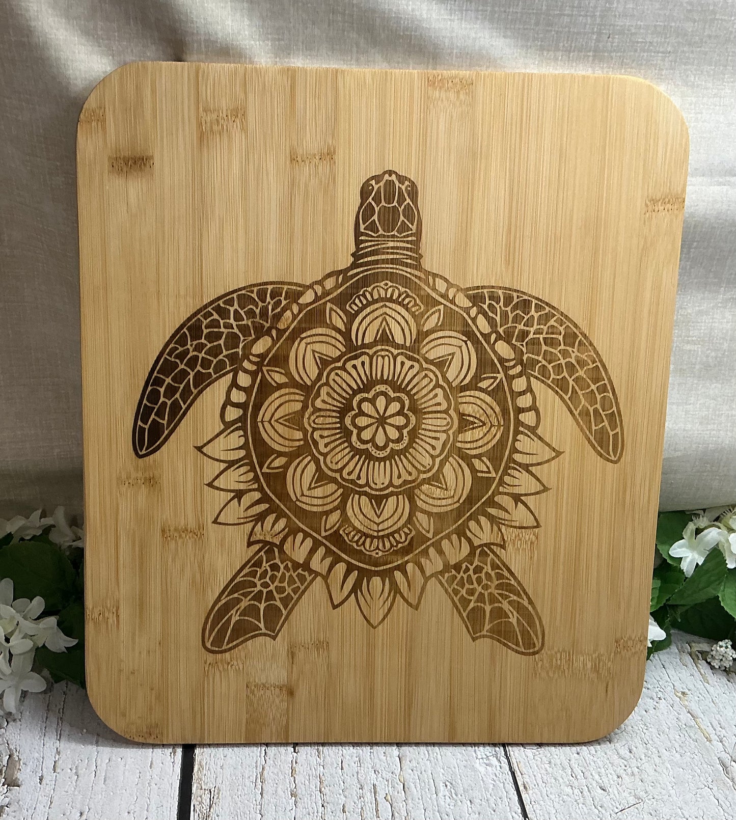 Mandala Turtle Cutting Charcuterie Board Large