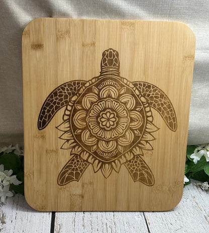 Mandala Turtle Cutting Charcuterie Board Large