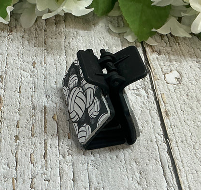Volleyball Leather Black Hair Claw Clip - Small 2"