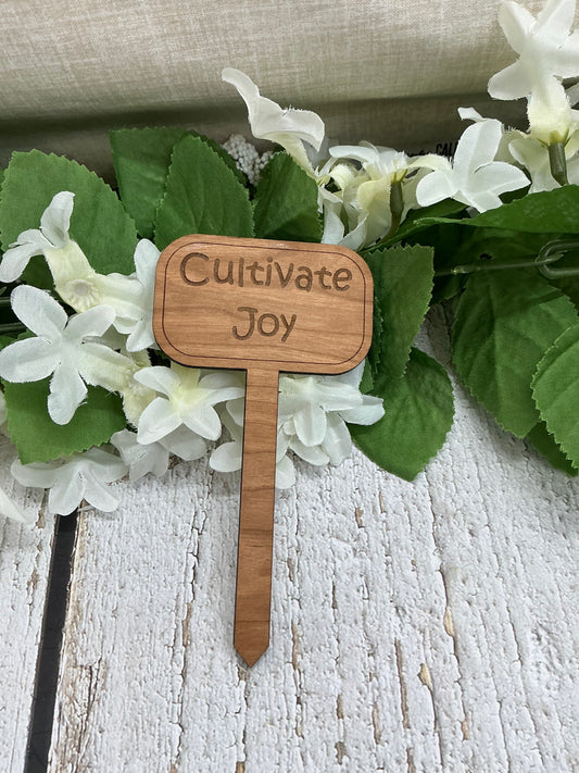 Cultivate Joy Dark Wood Plant Stake