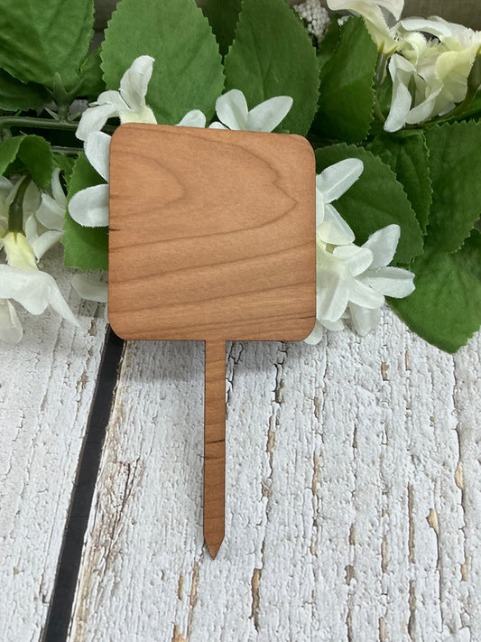 Square Blame It All On My Roots Dark Wood Plant Stake