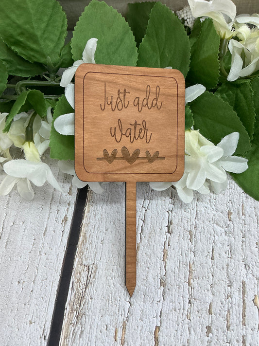 Square Just Add Water Dark Wood Plant Stake