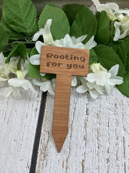 Rooting For You Dark Wood Plant Stake