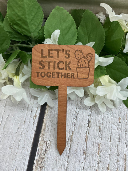 Let's Stick Together Dark Wood Plant Stake
