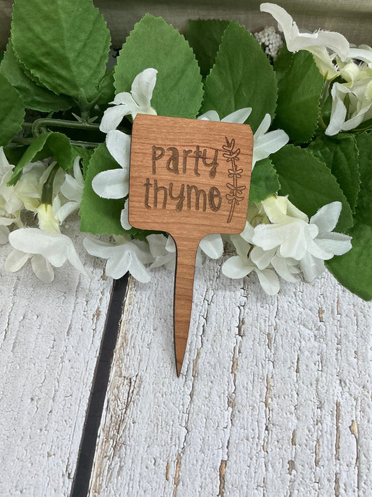 Party Thyme Dark Wood Plant Stake