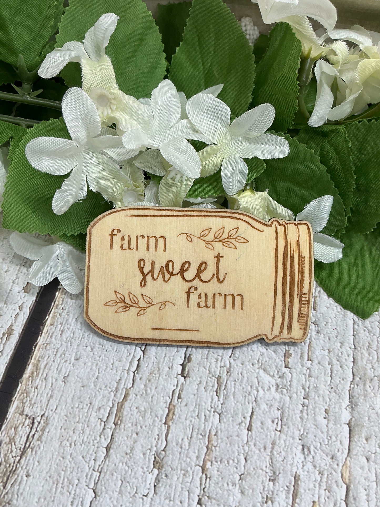 Farm Sweet Farm Mason Jar Wood Magnet