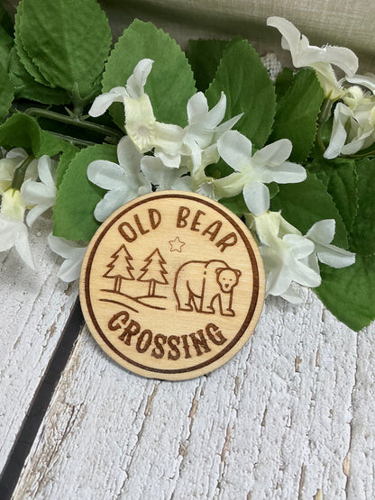 Old Bear Crossing Wood Magnet 3"