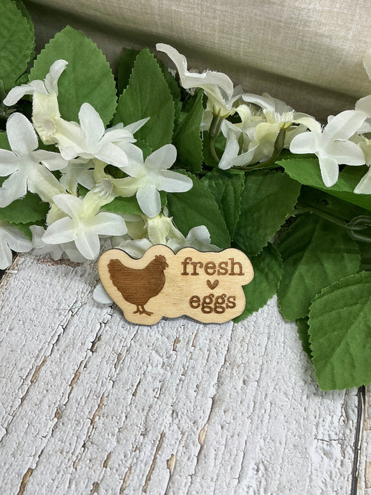 Fresh Eggs Wood Magnet