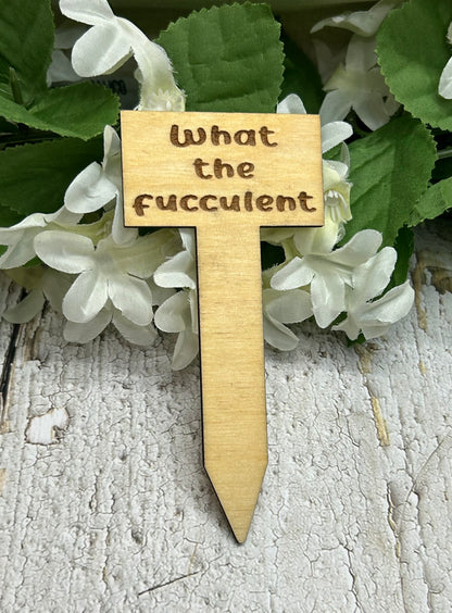 What the Fucculent plant stake - Wooden light 4.5"