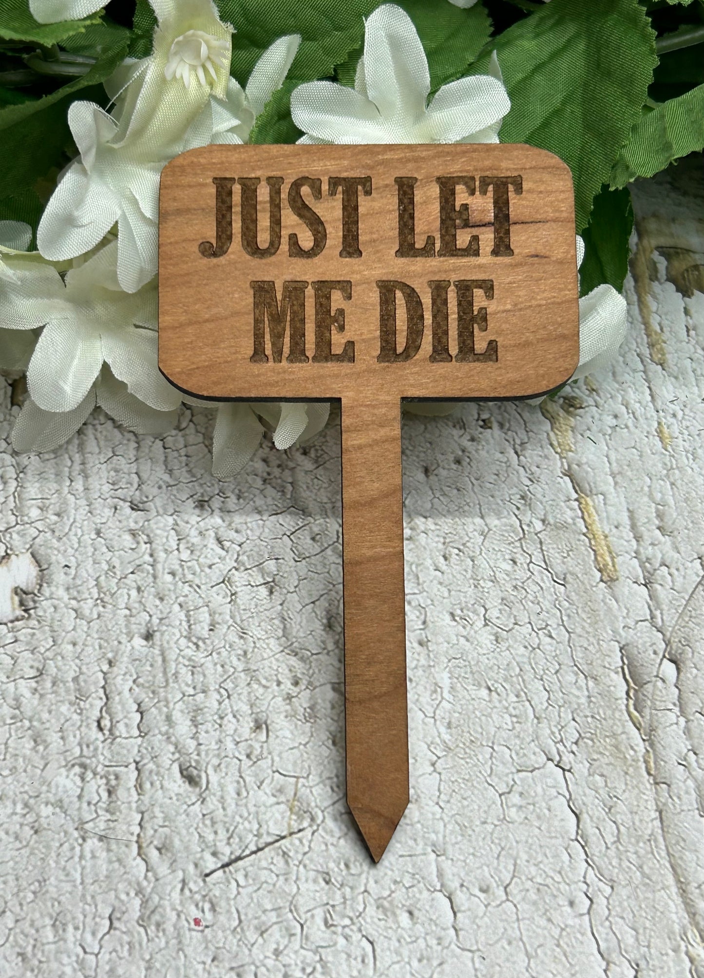 Just Let Me Die - Wooden Plant Stake 4.5"