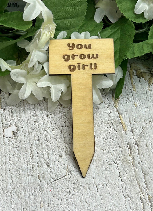 You Grow Girl - Wooden Plant Stake Light
