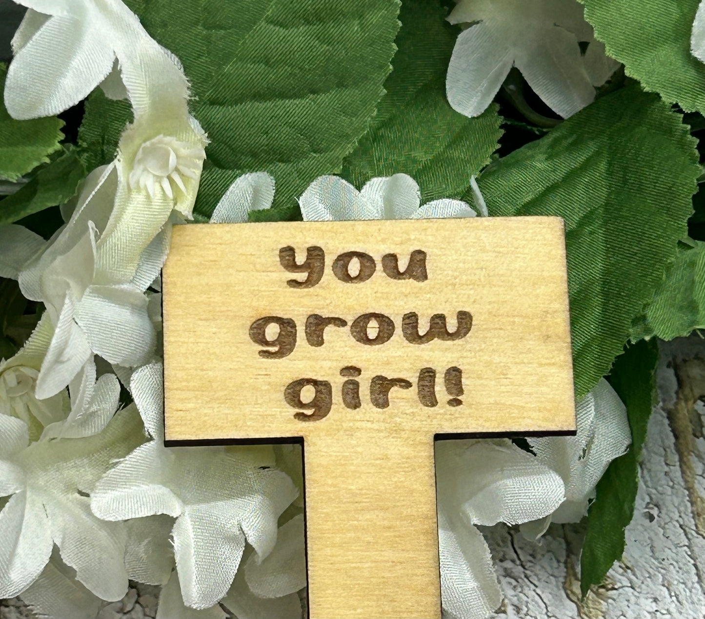 You Grow Girl - Wooden Plant Stake Light