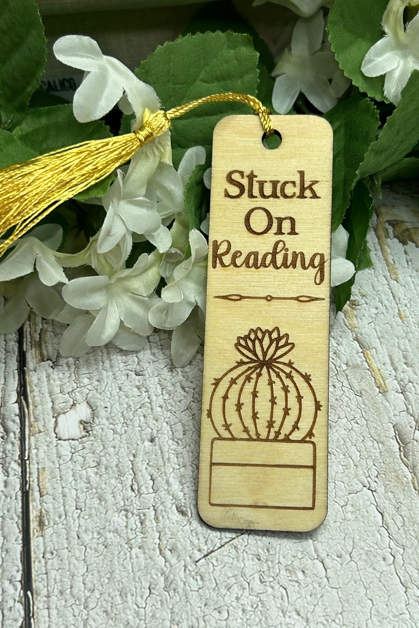 Stuck On Reading - Succulent Bookmark 1/8" Wood