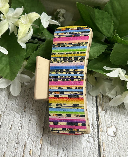 Cheetah and Serape Print Hair Claw Clip Tan - Large 4"
