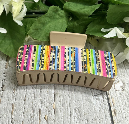 Cheetah and Serape Print Hair Claw Clip Tan - Large 4"