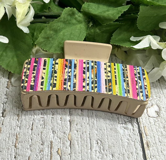 Cheetah and Serape Print Hair Claw Clip Tan - Large 4"