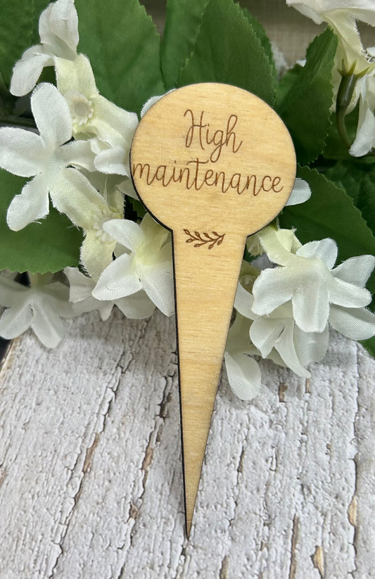 High Maintenance Plant Stake Light Wood