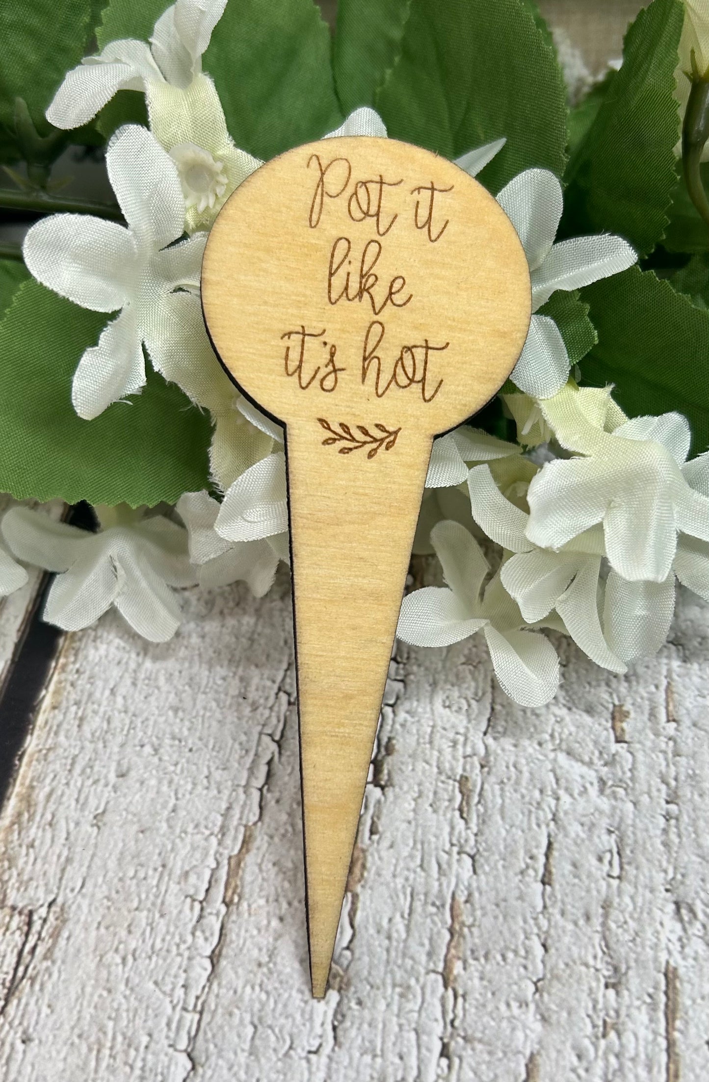 Pot It Like It's Hot Light Wood Plant Stake