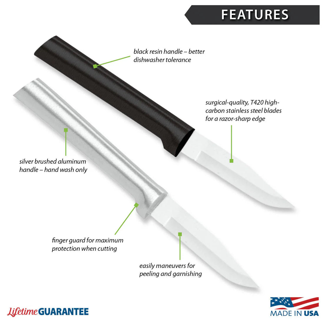 Peeling Paring Knife - Silver Handle Rada