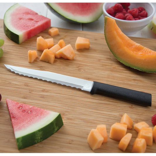 Serrated Slicer Knife - Black Handle Rada