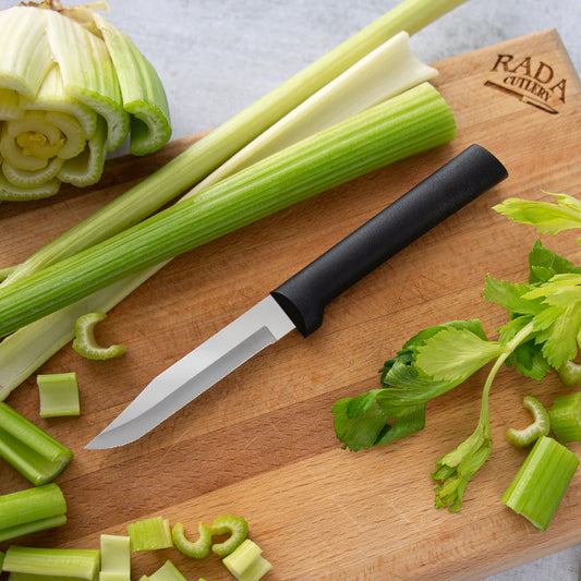 Serrated Regular Paring Knife - Black Handle Rada