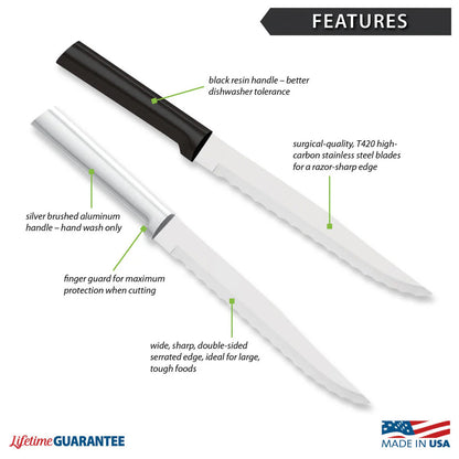 Serrated Slicer Knife - Silver Handle Rada