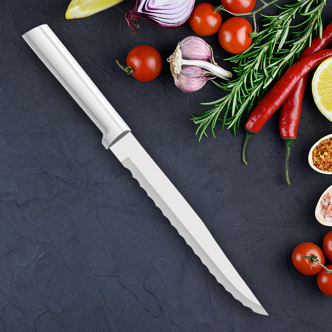 Serrated Slicer Knife - Silver Handle Rada